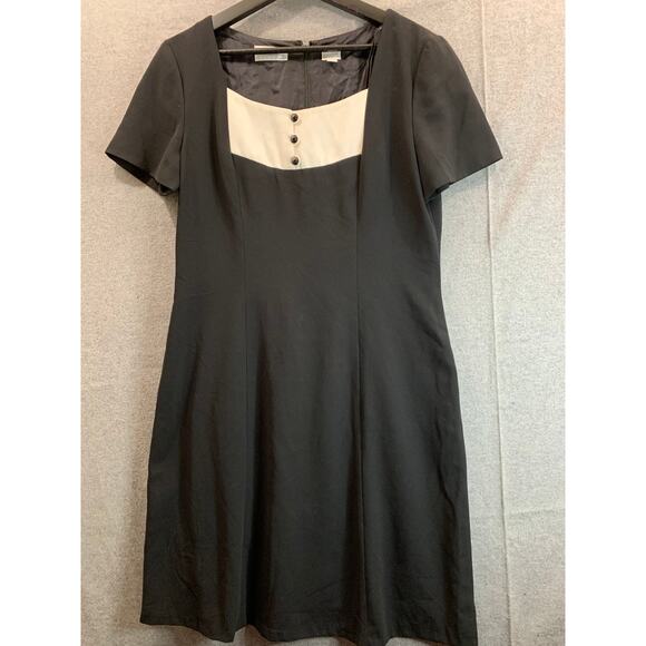 Liz Claiborne Sheath Dress Women Size 12 Black Short Sleeve Dress - Picture 1 of 5